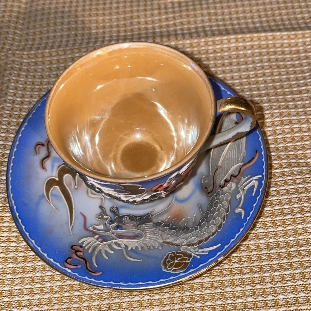 Vintage Hand Painted Japan Dragonware teacup and saucer
